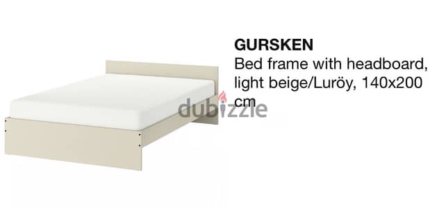 IKEA GURSKEN Bed Frame with Headboard and HAMARVIK Matress