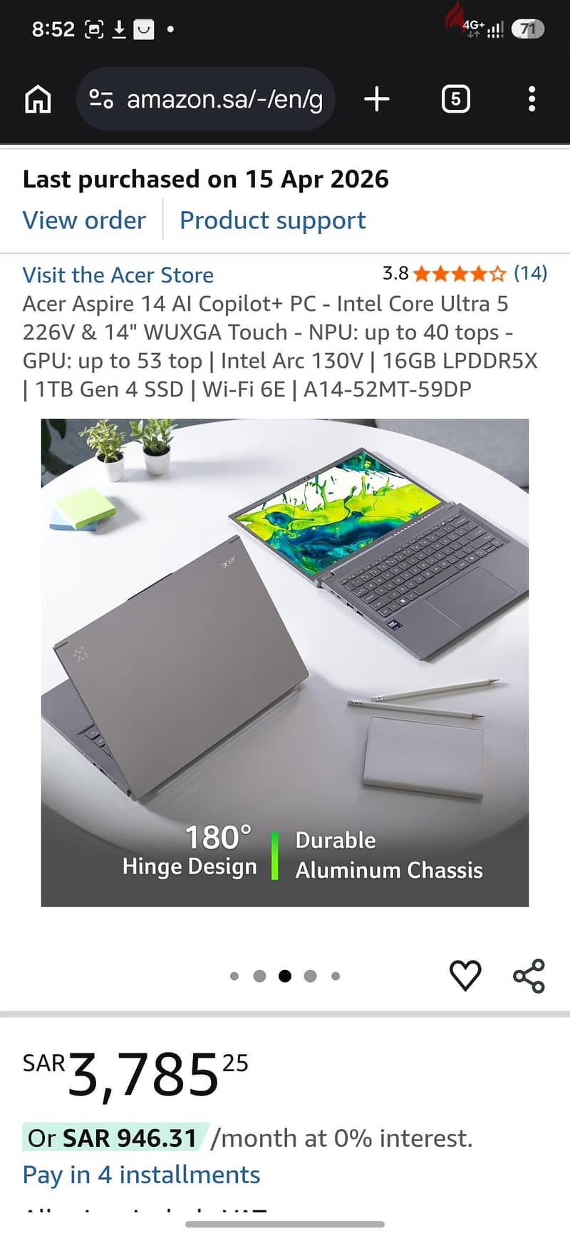 Acer Aspire 14 AI Copilot+ PC 6