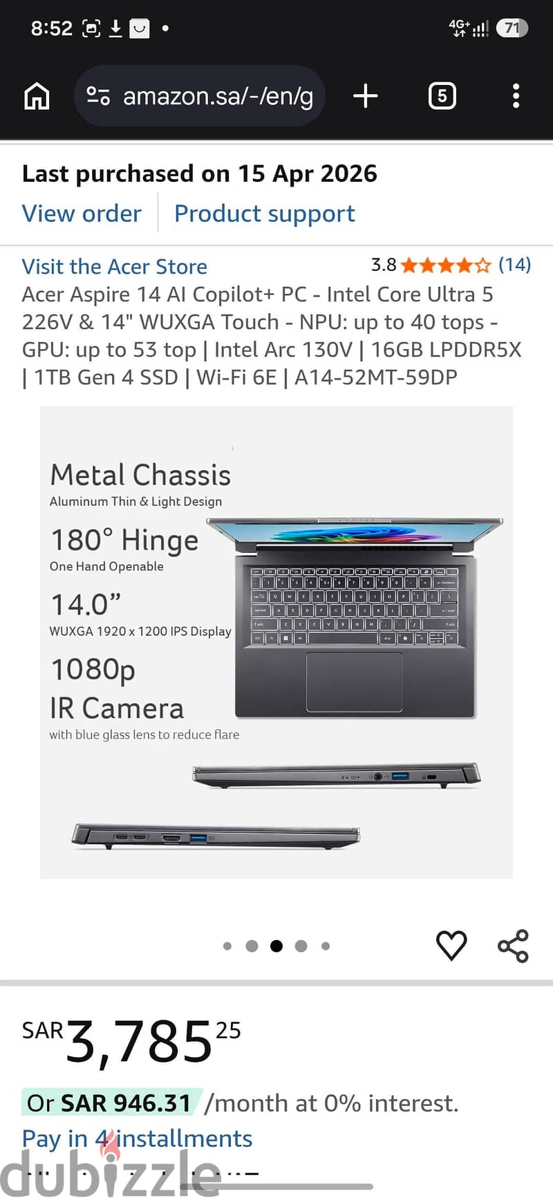 Acer Aspire 14 AI Copilot+ PC 9