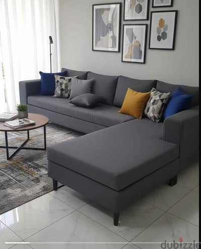 Grey L Shape Sofa Set