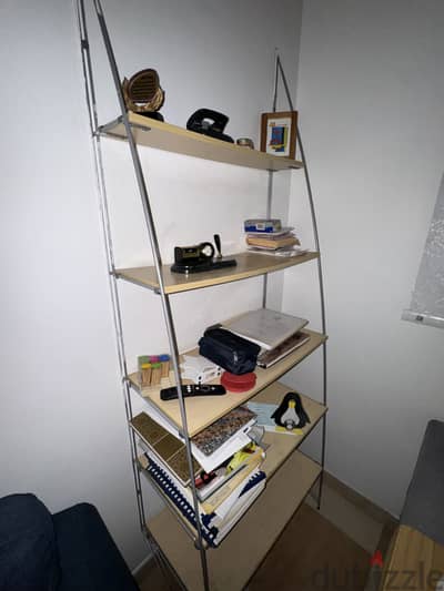 Small wood and metal bookcase