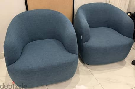 2 x Blue Armchairs from Simplecity for sale