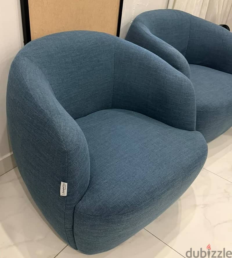 2 x Blue Armchairs from Simplecity for sale 1