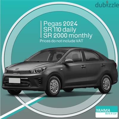 Kia Pegas 2024 for rent in Tabuk - Free delivery for monthly rental