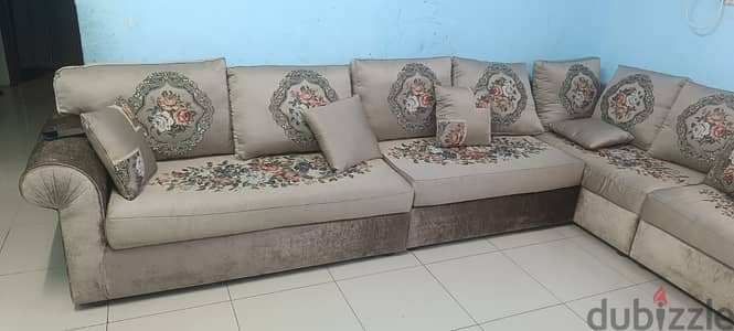 Elegant sofa, washing machine, and wooden cupboard—all in great condit
