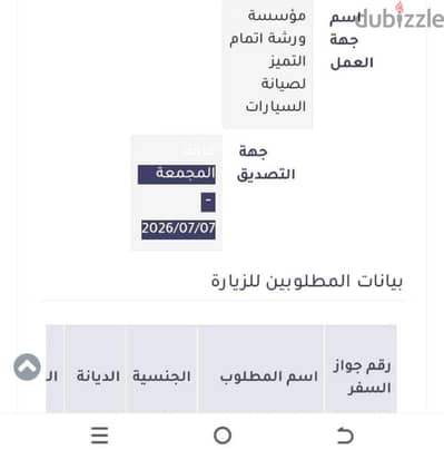 تصديق طلبات الزيارة