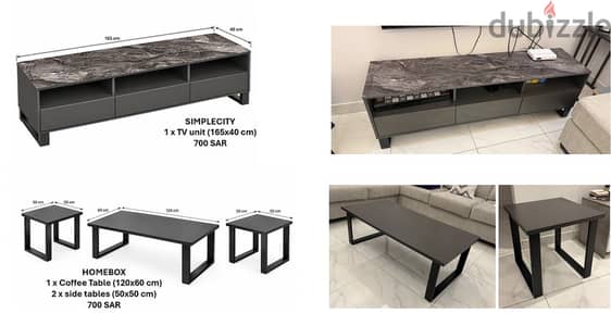Living Room BUNDLE: TV Unit, Coffee table & side tables for SALE