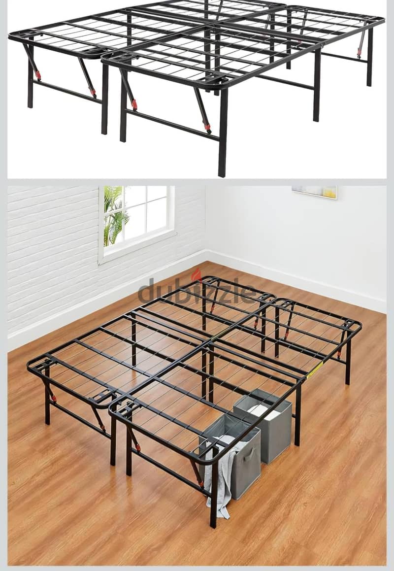 Foldable Bed Frame with Mattress 1