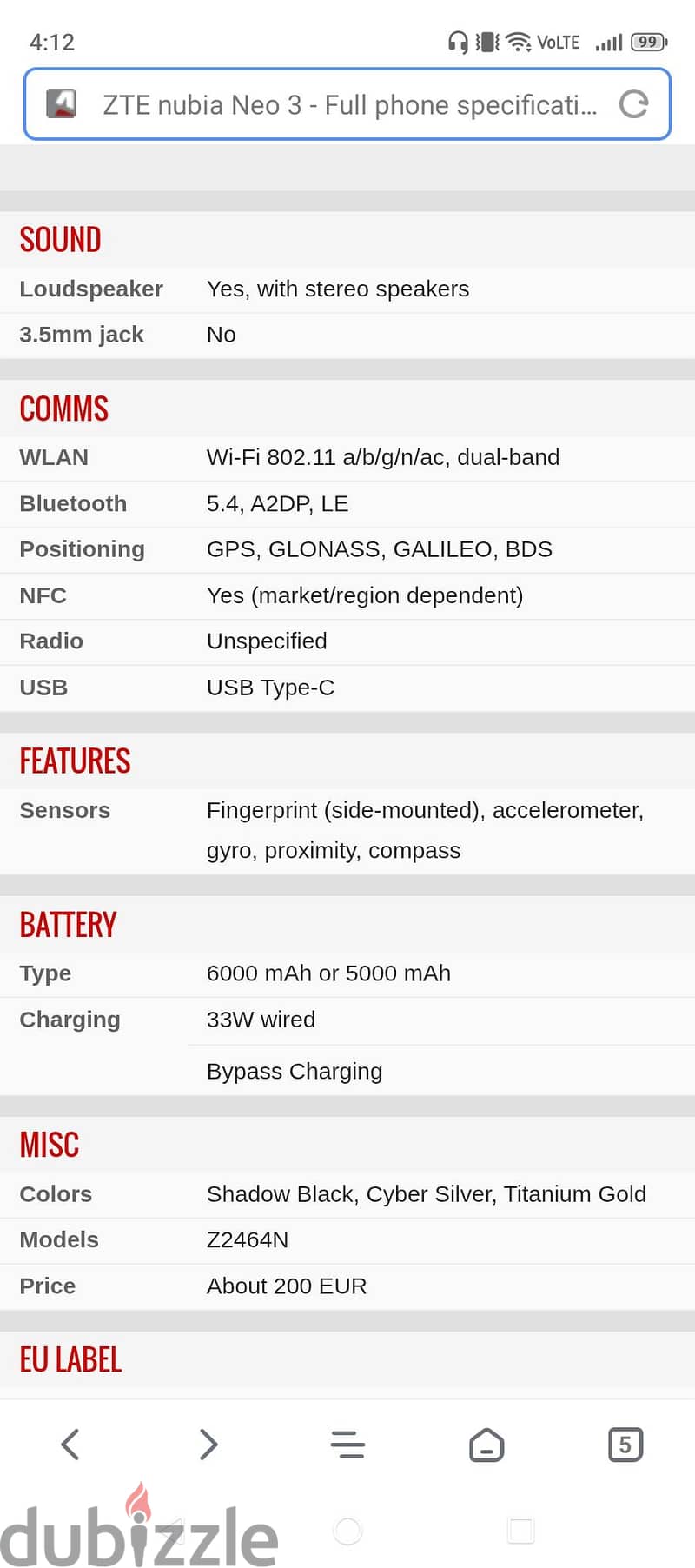 NUBIA NEW 3.5G 1