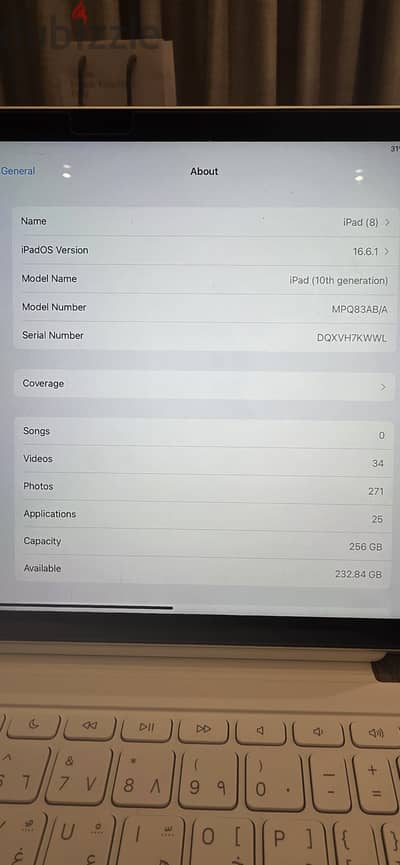 iPad 8 (10th generation) - Pre-owned, excellent condition, 256Gb