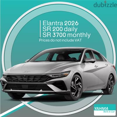 Hyundai Elantra 2026 for rent Jeddah Free delivery for monthly rental