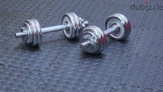 Chrome dumbells set ( 15 kg )