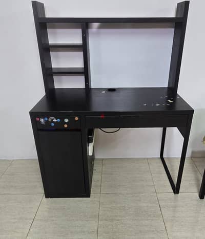 IKEA MICKE Desk With High Storage Add-on Unit – Black-Brown