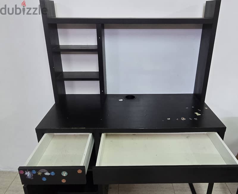 IKEA MICKE Desk With High Storage Add-on Unit – Black-Brown 1