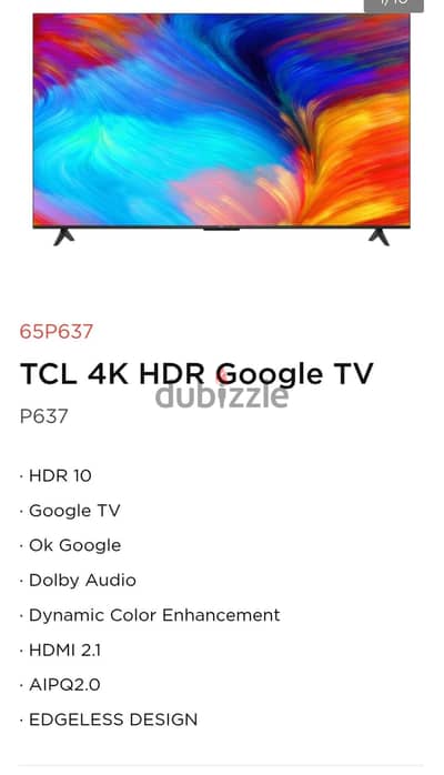 TCL 55&. P637 4K HDR Google TV