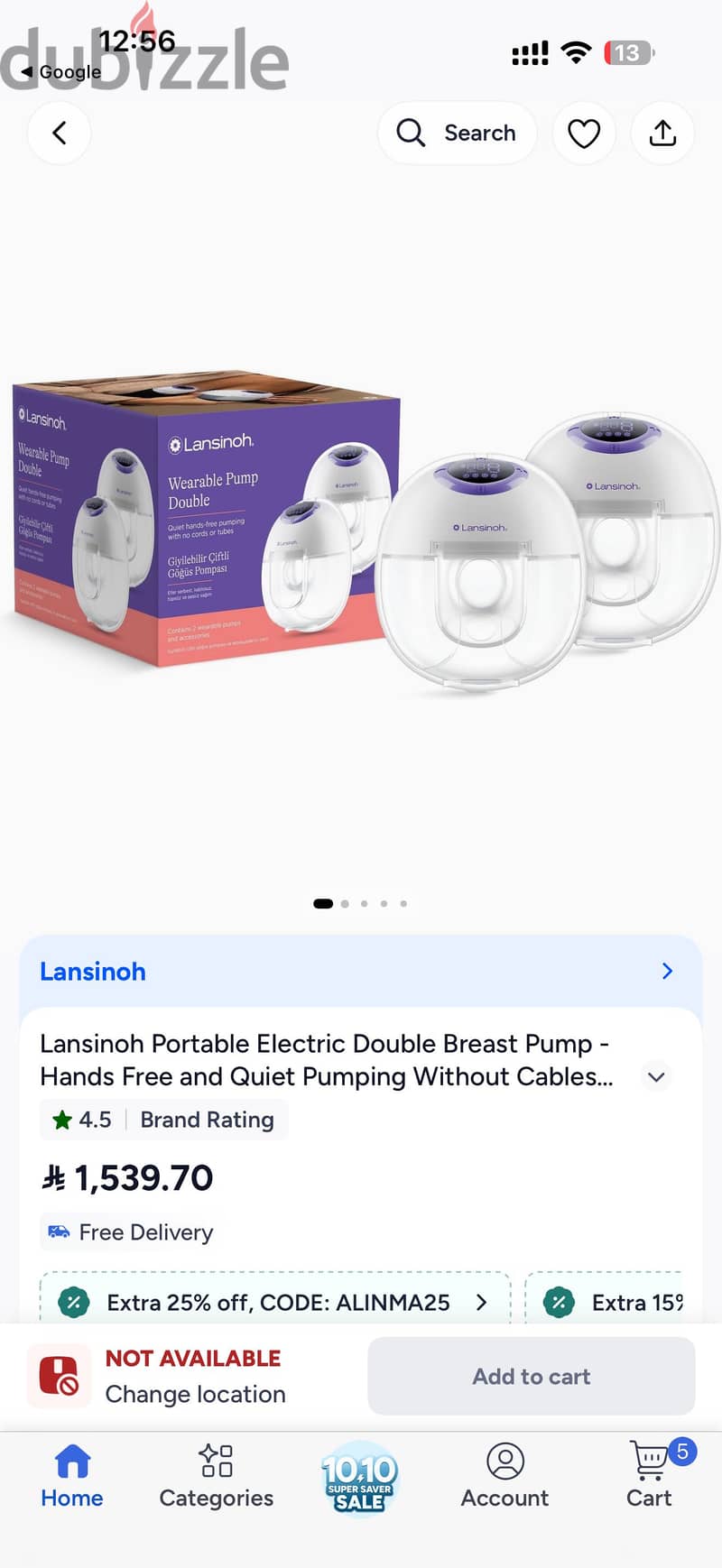 Lansinoh double wearable pump 2