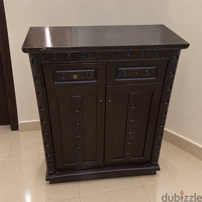 Free Delivery | Dark Brown Wooden Shoe Rack with Drawers