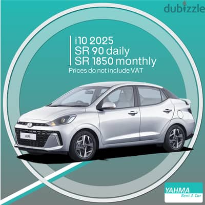 Hyundai i10 2025 for rent in Abha - Free delivery for monthly rental
