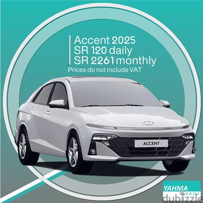 Hyundai Accent 2025 for rent Khobar - Free Delivery monthly rental
