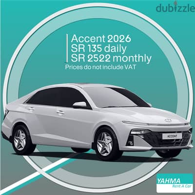 Hyundai Accent 2026 for rent - Free delivery for monthly rental