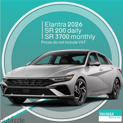 Hyundai Elantra 2026 for rent Qatif - Free delivery for monthly rental
