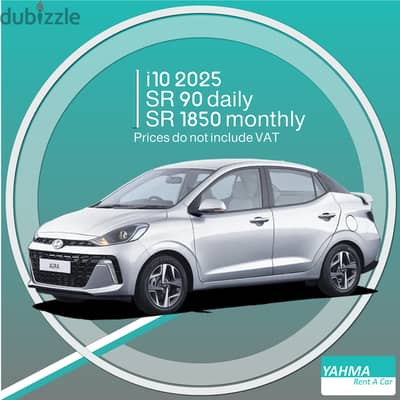 Hyundai i10 2025 for rent in Khobar - Free delivery for monthly rental