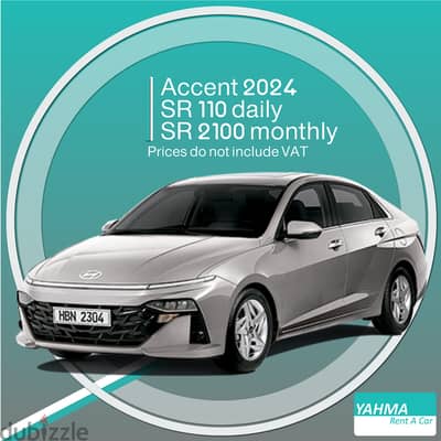 Hyundai Accent 2024 for rent in Qatif at SR 2100 for monthly rental