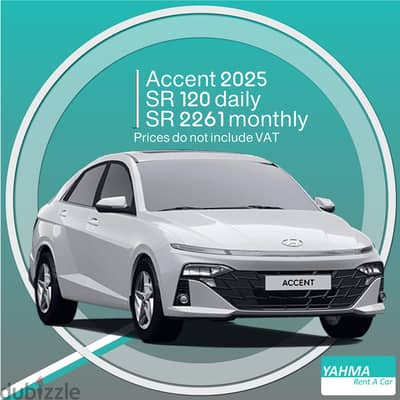 Hyundai Accent 2025 for rent Khamis Mushait Free delivery monthly rent