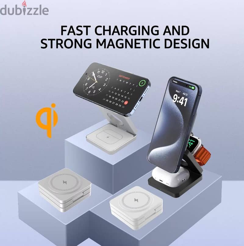شاحن لاسلكي قابل للطي wireless charger 3 in 1 2