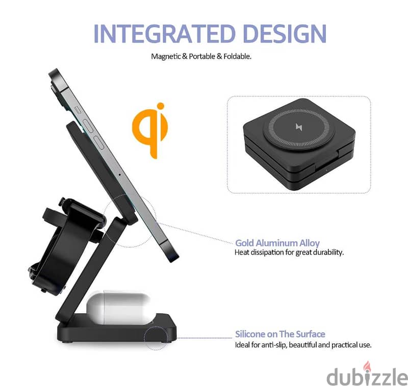 شاحن لاسلكي قابل للطي wireless charger 3 in 1 5