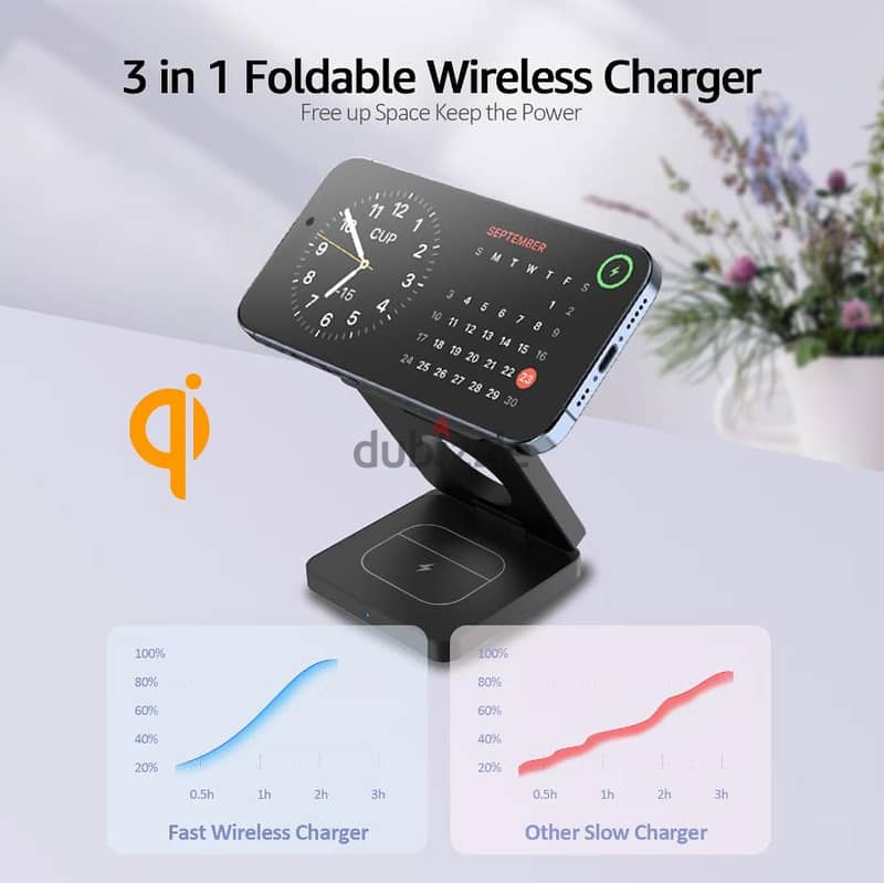 شاحن لاسلكي قابل للطي wireless charger 3 in 1 7