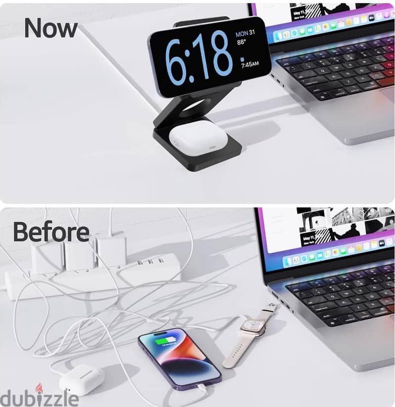 شاحن لاسلكي قابل للطي wireless charger 3 in 1 8