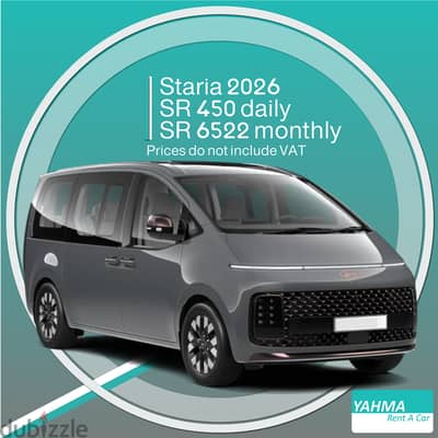 Hyundai Staria 2026 for rent (9 seater) in Jeddah