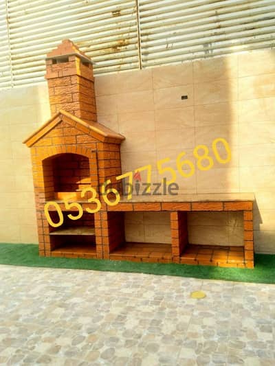 أفران مطاعم شوايات برميل مندي أعمال الطوب الأحمر مشبات رخام مشبات