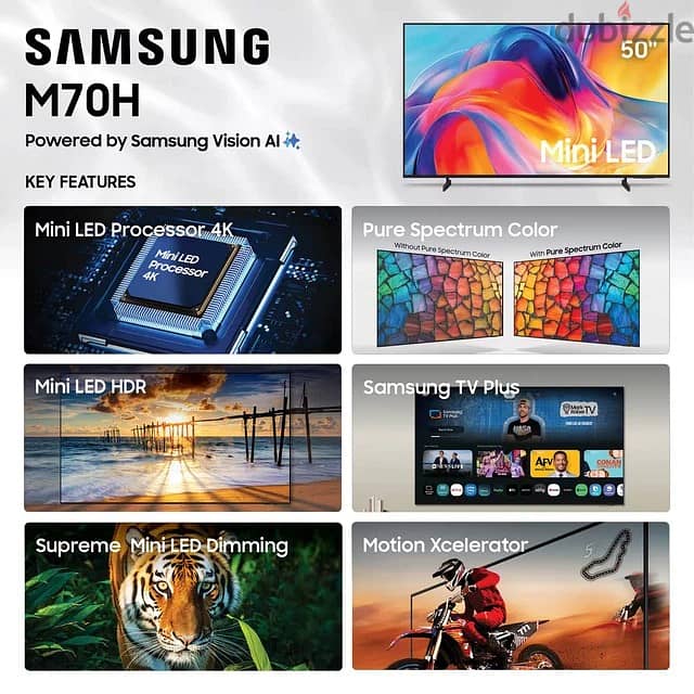 Samsung - 50" Class M70H Series Mini LED 4K UHD SamsungVision AI Smart 4