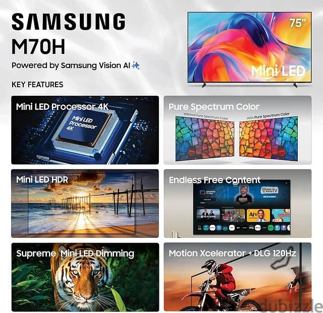 Samsung 75-Inch Class Mini LED M70H Series Samsung Vision AI Companion 7