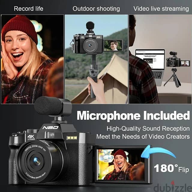 4K Digital Cameras for Photography,48MP Camera,Travel Vlogging Cameras 3