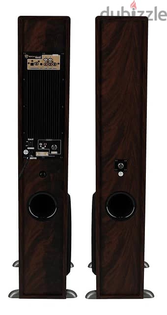 Rockville TM150D Dark Wood Powered Home Theater Tower Speakers 10" Sub 1