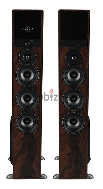 Rockville TM150D Dark Wood Powered Home Theater Tower Speakers 10" Sub 6