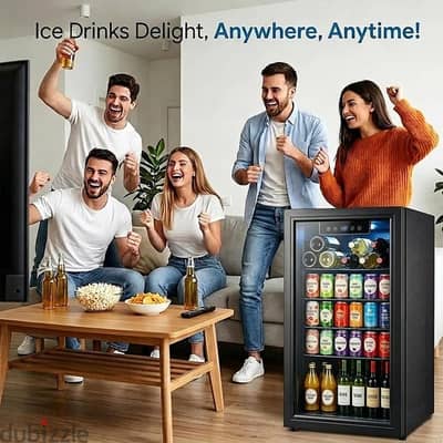 3.2 Cu Ft Beverage Refrigerator 126 Can Cooler Glass Door Mini Fridge