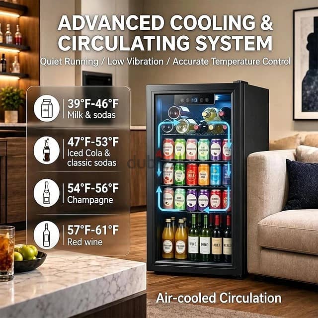 3.2 Cu Ft Beverage Refrigerator 126 Can Cooler Glass Door Mini Fridge 4