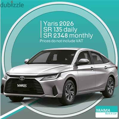 Toyota Yaris 2026 for rent Khamis Mushait Free delivery monthly rental