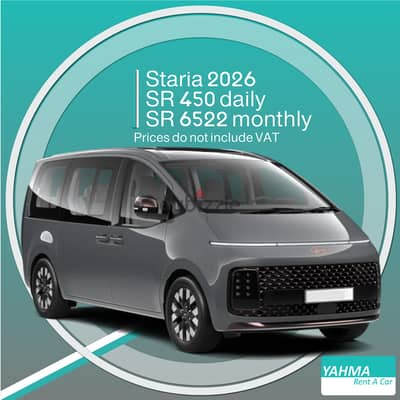 Hyundai Staria 2026 (9 seater) for rent in Riyadh