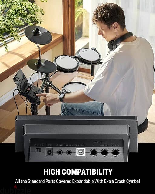 Donner Electric Drum Set - DED-100 Electronic Drum Kit with Quiet Mesh 1