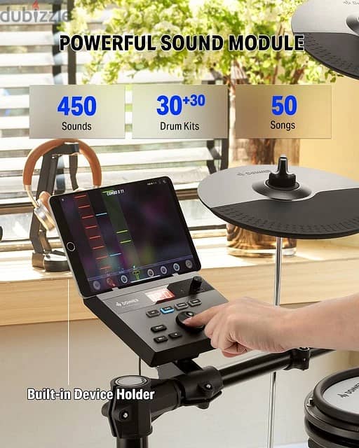 Donner Electric Drum Set - DED-100 Electronic Drum Kit with Quiet Mesh 4