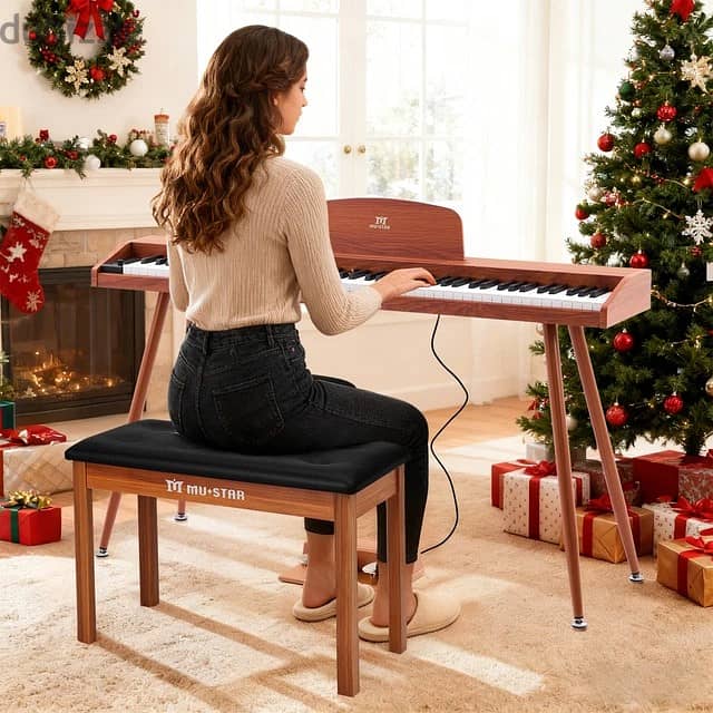 Brown 88Keys Digital Piano Semi Weighted Electric Keyboard,3Pedal,USB/ 6
