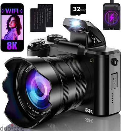 Professional 8K WiFi Vlogging Live Streaming Dual Video Camera