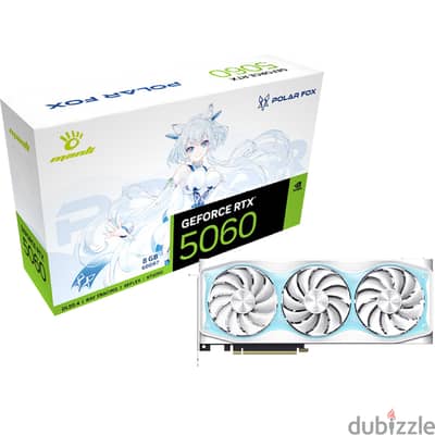 Manli Polar Fox GeForce RTX 5060 OC 8GB DDR5 White Graphics Card GPU