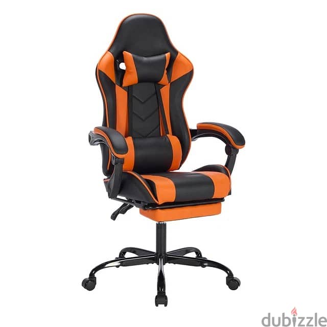ErgonomicGaming Chair w/ Footrest Headrest Lumbar Support AdjustableBl 4