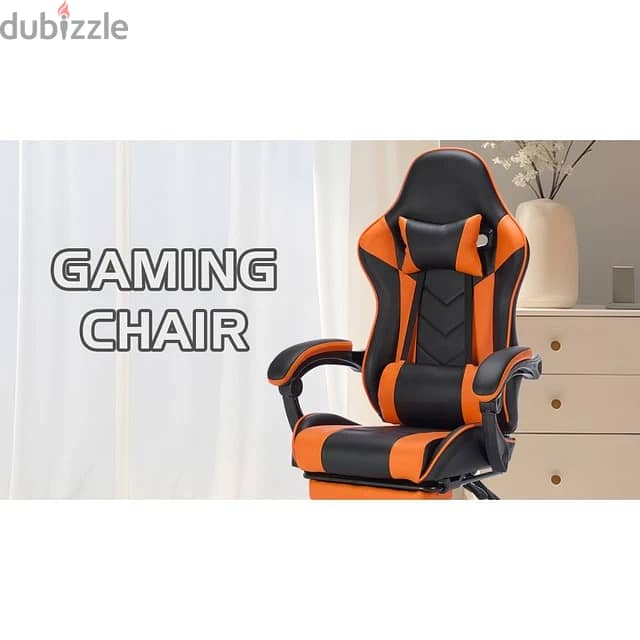 ErgonomicGaming Chair w/ Footrest Headrest Lumbar Support AdjustableBl 7